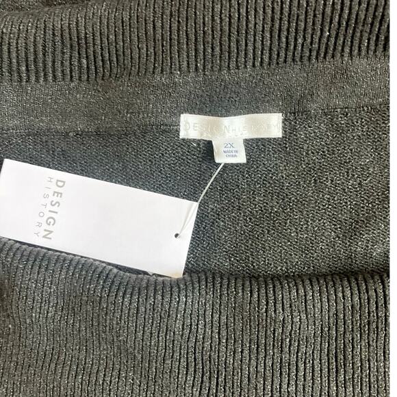 Design History Women's Black Off-The-Shoulder Cable Knit Balloon Sweater Size 2X - Picture 9 of 10